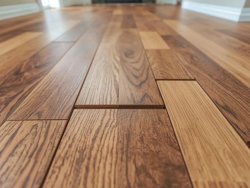 Close-up of laminate flooring with visible gaps between planks