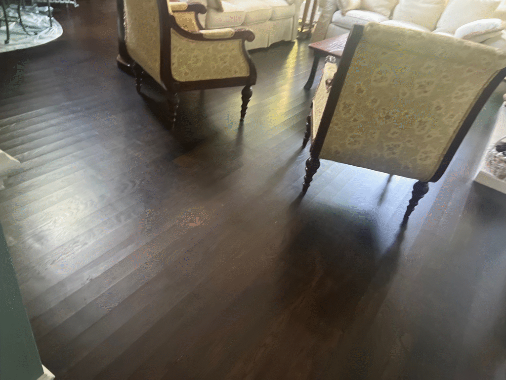 Dark hardwood living room