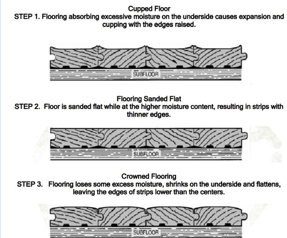Wood floor cupping illustration